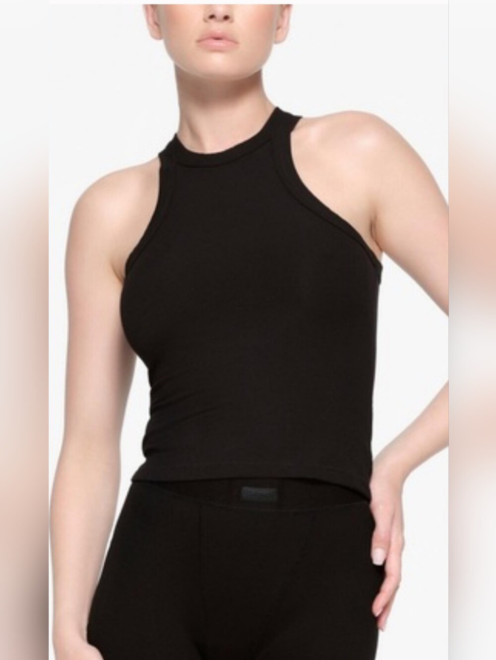 Skims Soft Lounge High Crew Neck Tank Onyx Xs